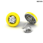 0.40ctw DIAMOND EARRINGS WITH  ENAMEL ( YELLOW )