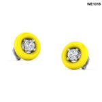 0.40ctw DIAMOND EARRINGS WITH  ENAMEL ( YELLOW )