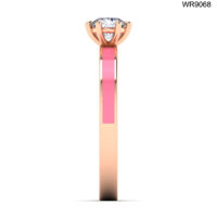 18K GOLD SOLITAIRE DIAMOND RING WITH PASTEL PINK ENAMEL