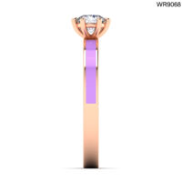 18K GOLD SOLITAIRE DIAMOND RING WITH LAVENDER ENAMEL