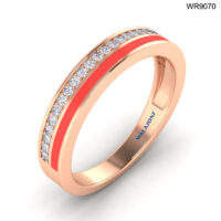 18K GOLD DIAMOND RING WITH RED ENAMEL