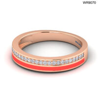 18K GOLD DIAMOND RING WITH RED ENAMEL