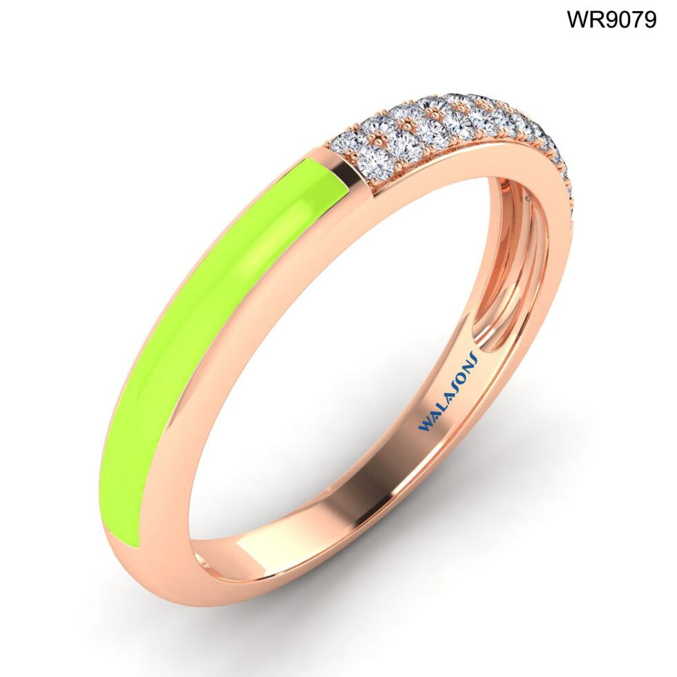 18K GOLD RING WITH NEON GREEN ENAMEL