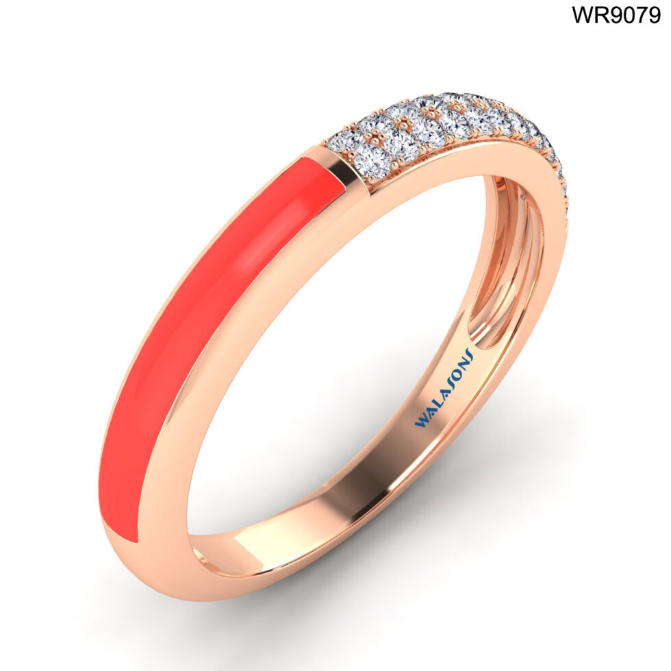 18K GOLD RING WITH RED ENAMEL