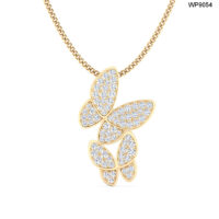0.29 CT DIAMOND PAIR BUTTERFLY PENDANT WITH CHAIN