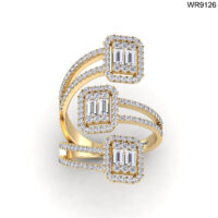1.38 CT CLUSTER ILLUSION SETTING DIAMOND 3 MOTIF RING WITH SIDE STONE