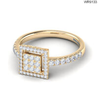 0.46 CT DIAMOND COMPOSITE SQUARE HALO RING WITH SIDE STONES