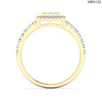 0.46 CT DIAMOND COMPOSITE SQUARE HALO RING WITH SIDE STONES