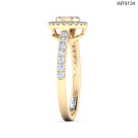 0.48 CT DIAMOND COMPOSITE DROP HALO RING WITH SIDE STONES
