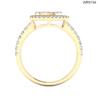 0.48 CT DIAMOND COMPOSITE DROP HALO RING WITH SIDE STONES