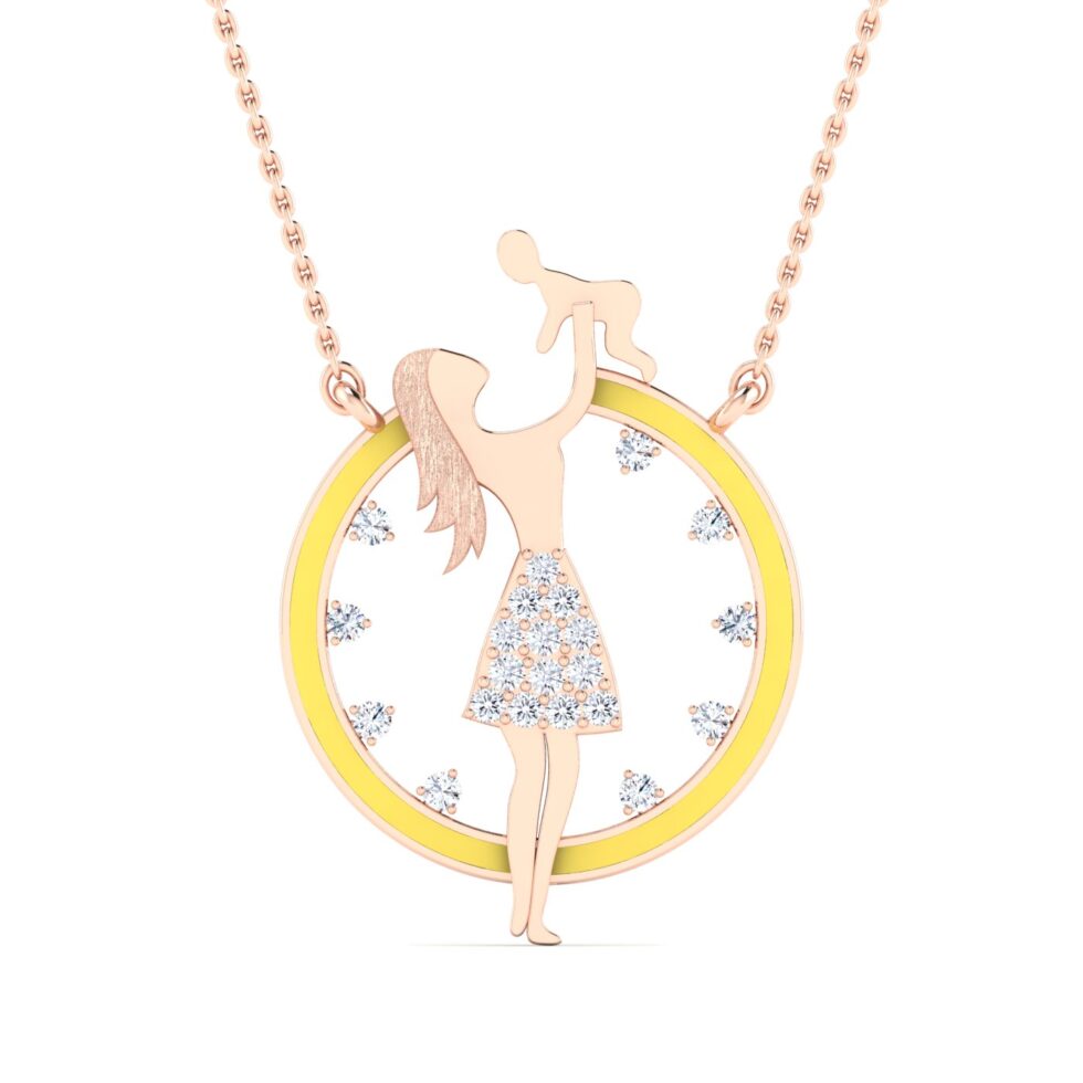 18K GOLD PENDANT WITH PASTEL YELLOW ENAMEL