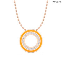 18K GOLD PENDANT WITH PASTEL ORANGE ENAMEL