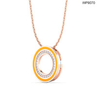 18K GOLD PENDANT WITH PASTEL ORANGE ENAMEL