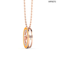 18K GOLD PENDANT WITH PASTEL ORANGE ENAMEL