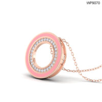 18K GOLD PENDANT WITH LIGHT PINK ENAMEL